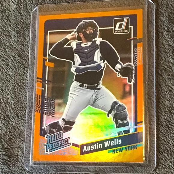 Austin Wells 2023 Donruss #83 Austin Wells Orange Holo Rated Prospect RC - Picture 3 of 4